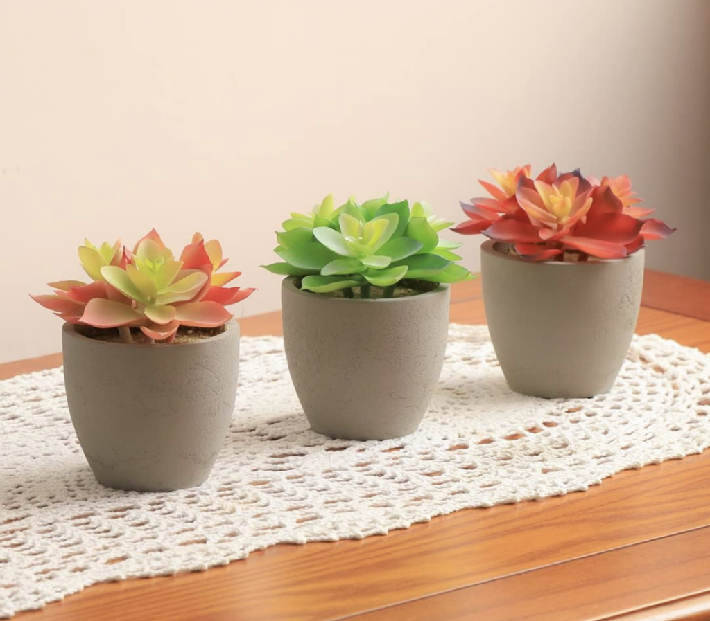 3-pack of realistic faux succulents!